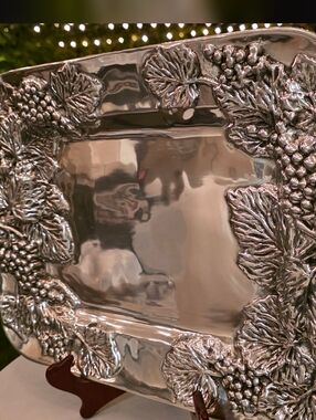 Luxury Grape Vine Serving Tray | Large Metal Platter | Made in Mexico (Signed)